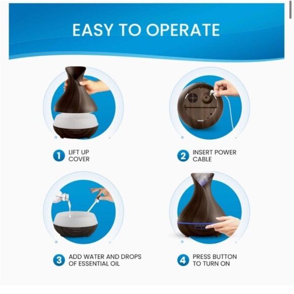 Everlasting Comfort 400ml Essential Oil Diffuser Wood Grain LED Aromatherapy NEW - Picture 8 of 13